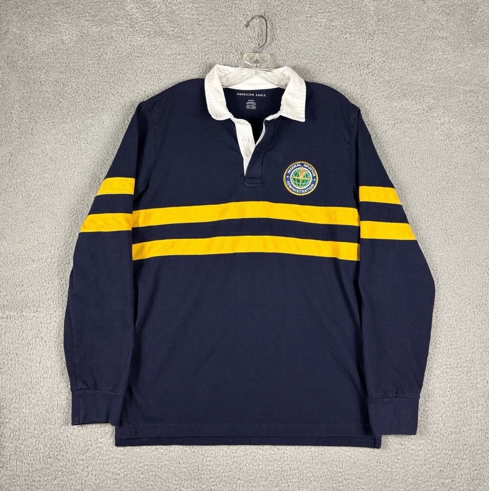 Federal Aviation Administration Rugby Shirt Men’s Medium Blue American Eagle FAA